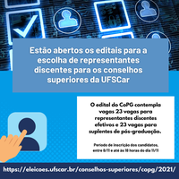 Estão abertos os editais para a escolha de representantes discentes para os conselhos superiores da UFSCar