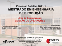 Processo Seletivo 2021 - Mestrado Acadêmico em Engenharia de Produção - UFSCar/Sorocaba
